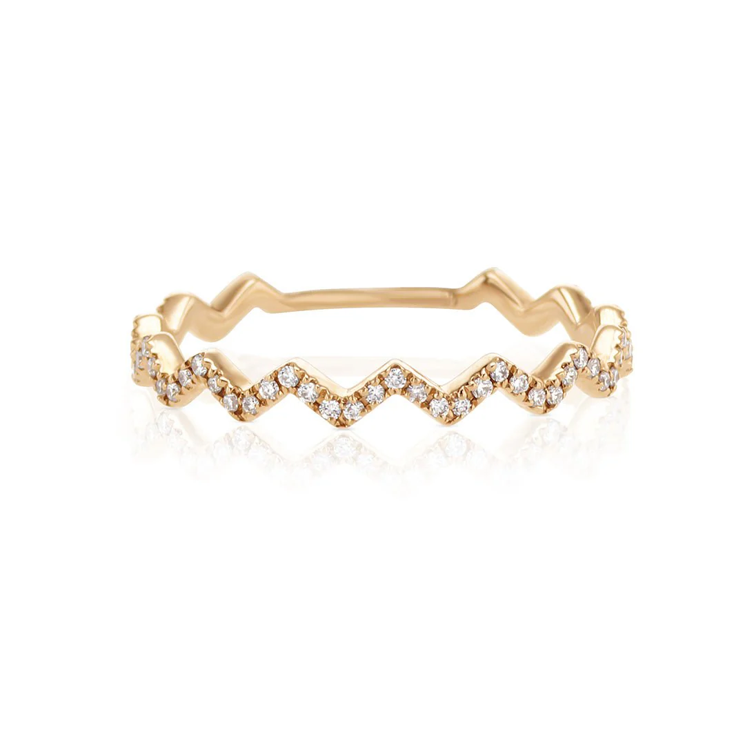 Round Diamond Zig-Zag Band in 14K Rose Gold