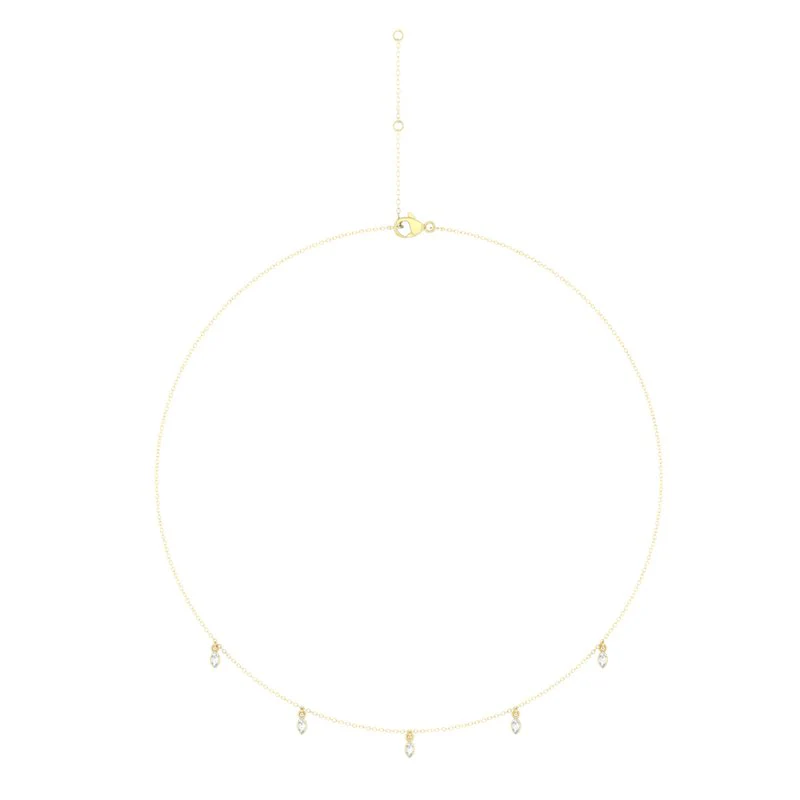Marquise Diamond Station Necklace 14K Yellow Gold - Image 2
