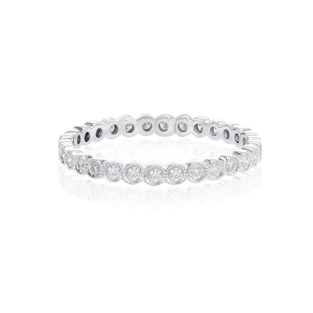 0.29 Cttw Round Diamond Milgrain 18K White Gold Eternity Band