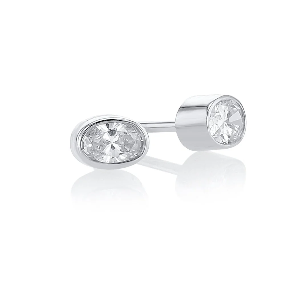 .33 Carats Oval Natural Diamond Bezel Stud Earring