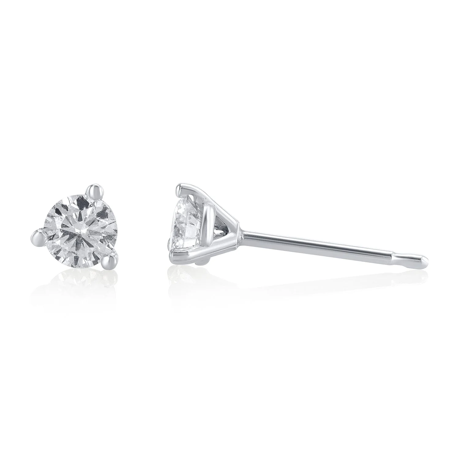 .33 Carats Round Lab Grown Diamond Stud Earrings - Image 2