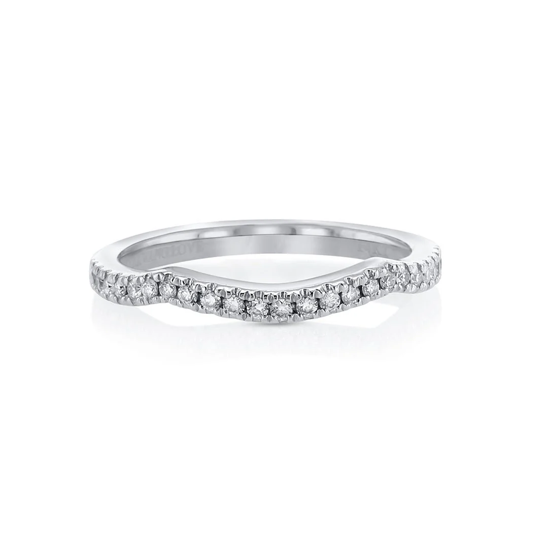 0.35 CT Round Diamond Curved 14K White Gold Band