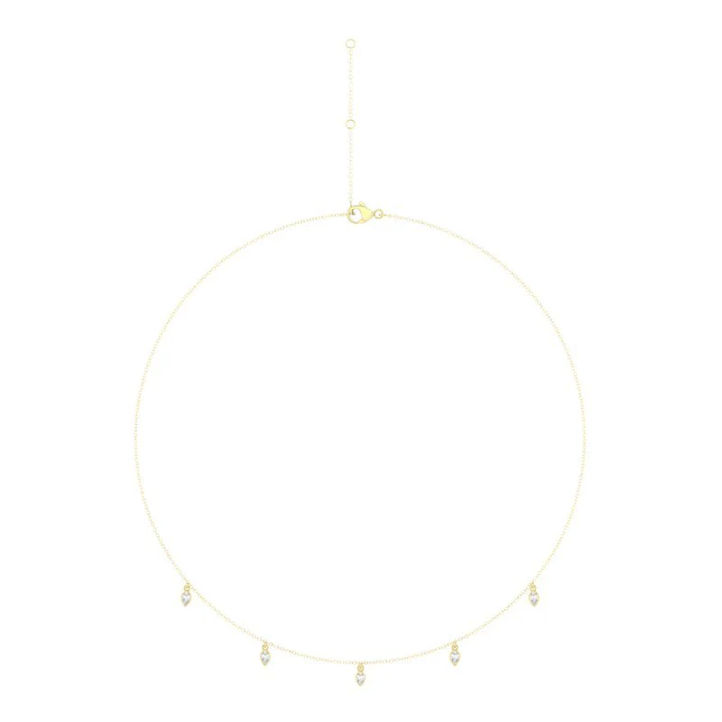 0.35 Cttw Pear Shape Diamond Station Necklace 14K Yellow Gold - Image 2
