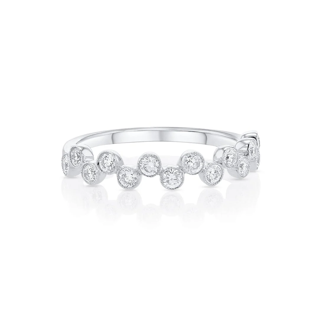 0.45 Cttw Round Diamond Bezel 14K White Gold Bubble Band