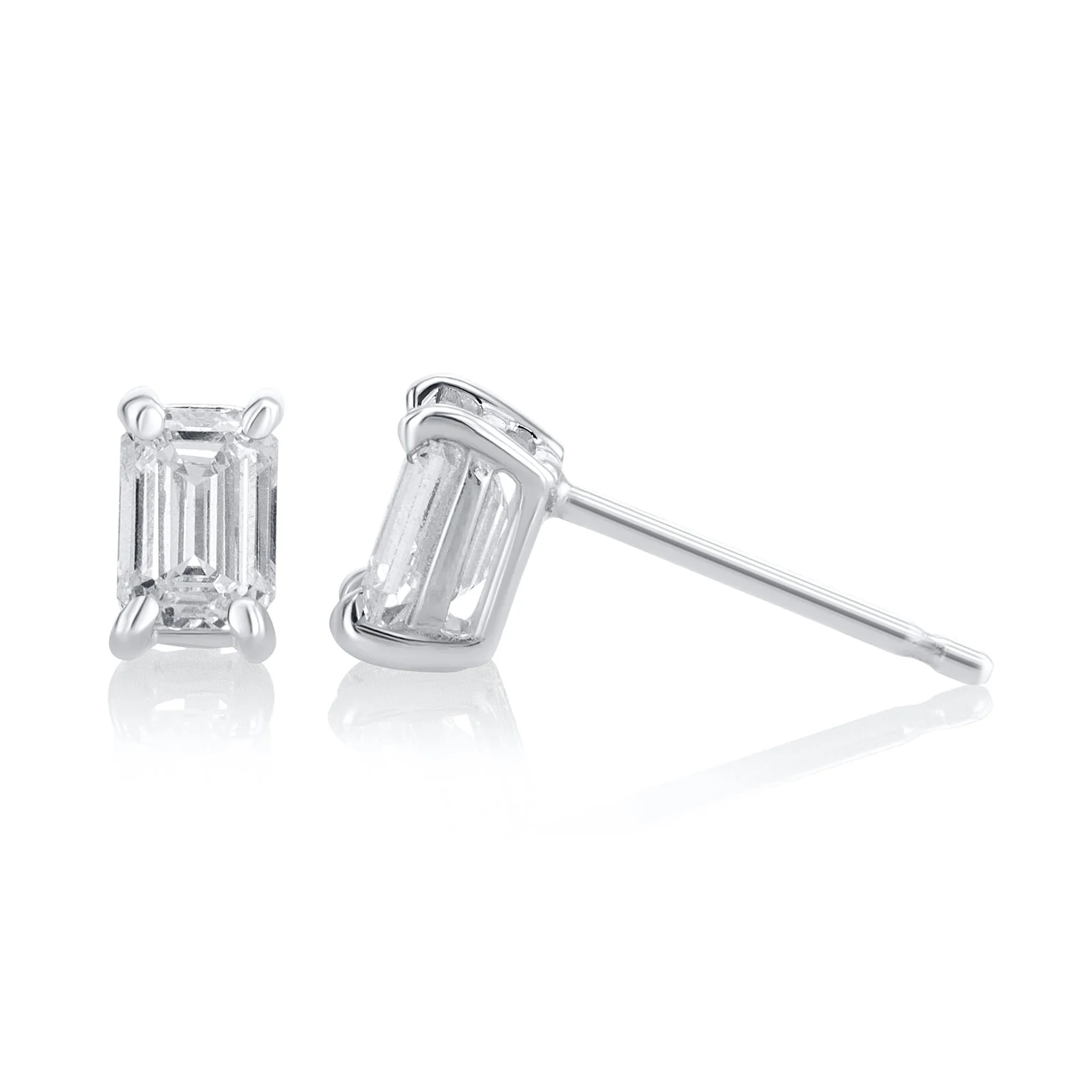 .61 Carats Emerald Cut Lab Grown Diamond Stud Earrings - Image 3