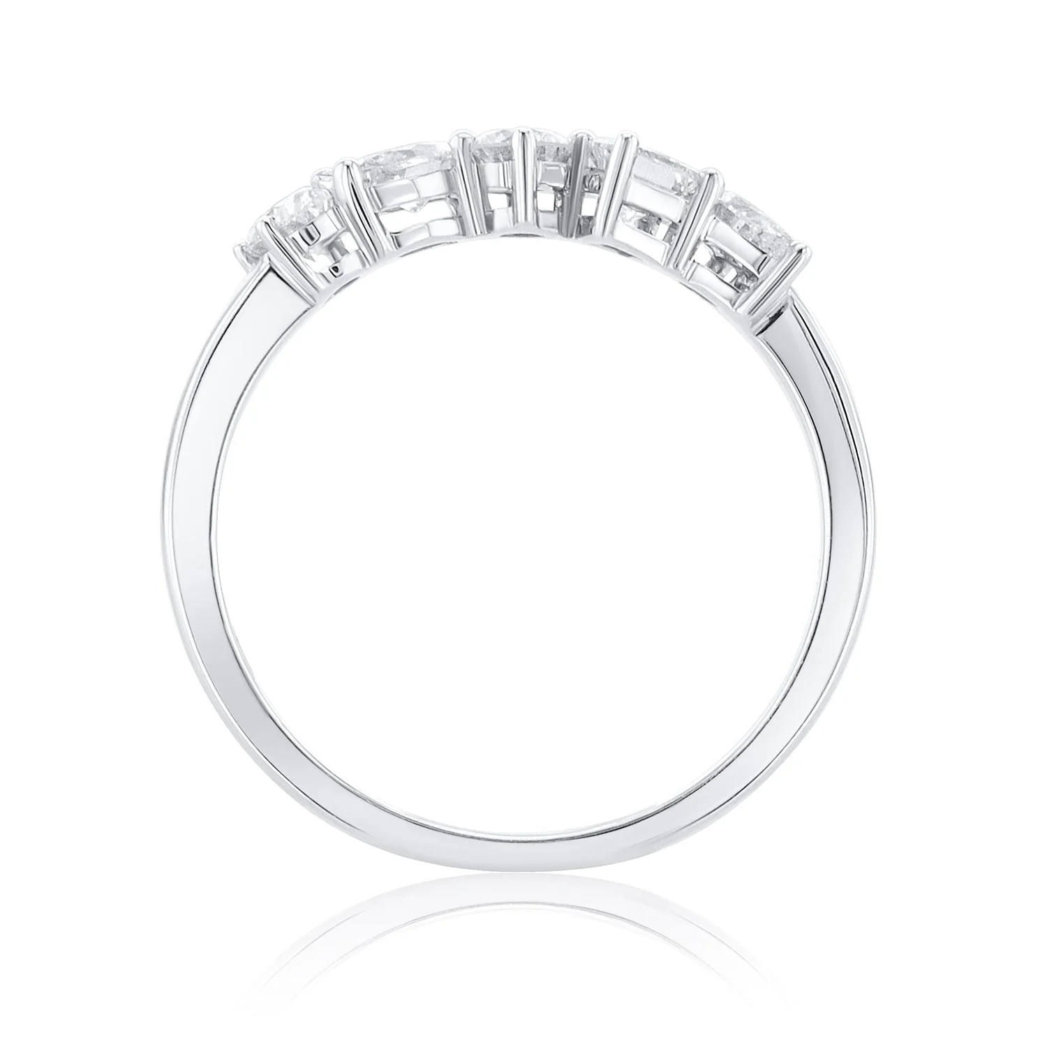 0.62 Carat Natural Diamond Multi Shape 5 Stone Band in 18K White Gold - Image 3