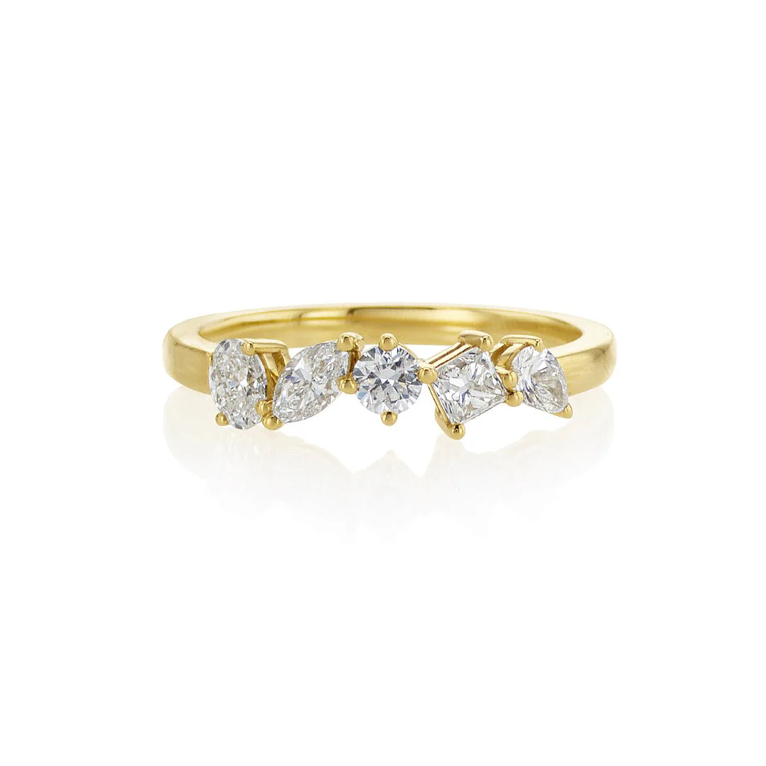 0.62 Cttw Mixed Shape Diamond 18K Yellow Gold Fashion Band