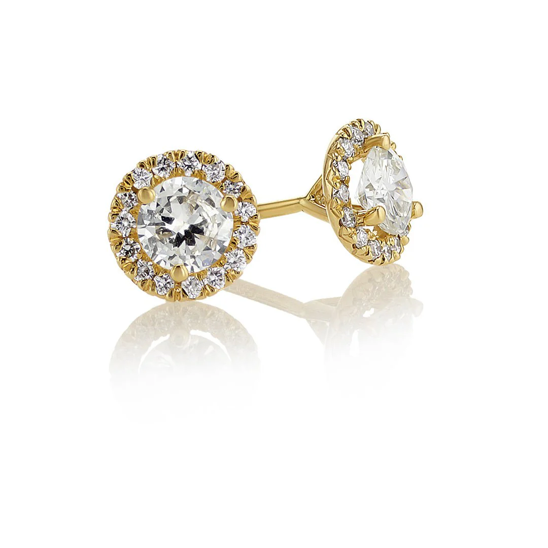 0.64 Carats Natural Diamond Halo Stud Earrings