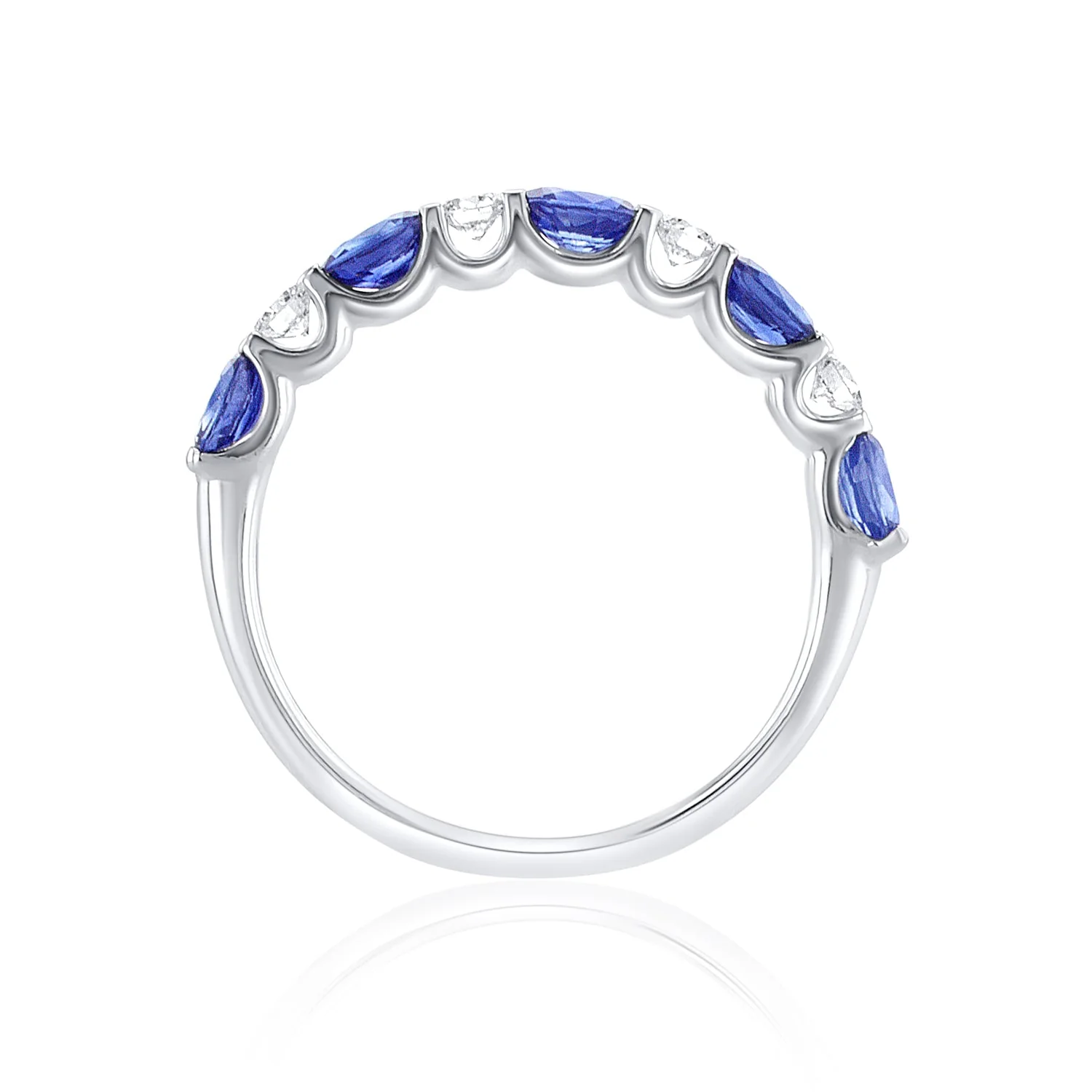 0.80 Carat Blue Sapphire/ 0.23 Carat Diamond Halfway Band in 18k White Gold - Image 3