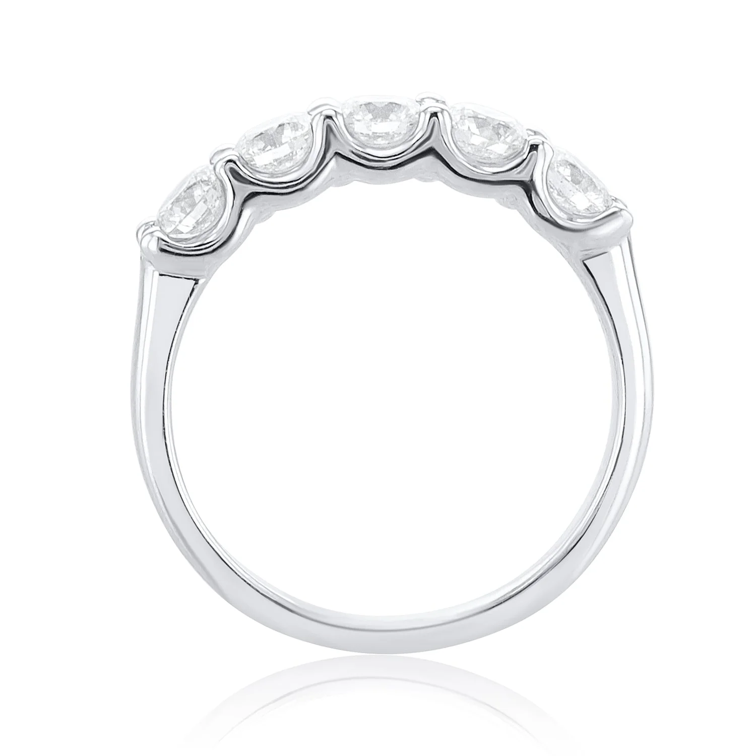 1.00 Carat Natural Diamond 5 Stone Band in 14K White Gold - Image 3