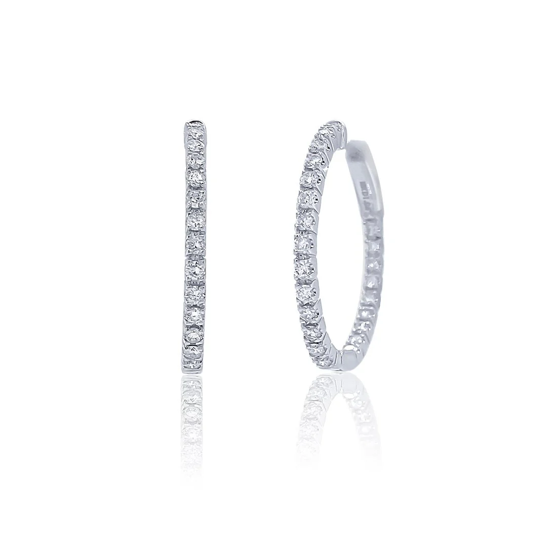 1.06 Carats Natural Diamond Inside Out Hoop Earrings
