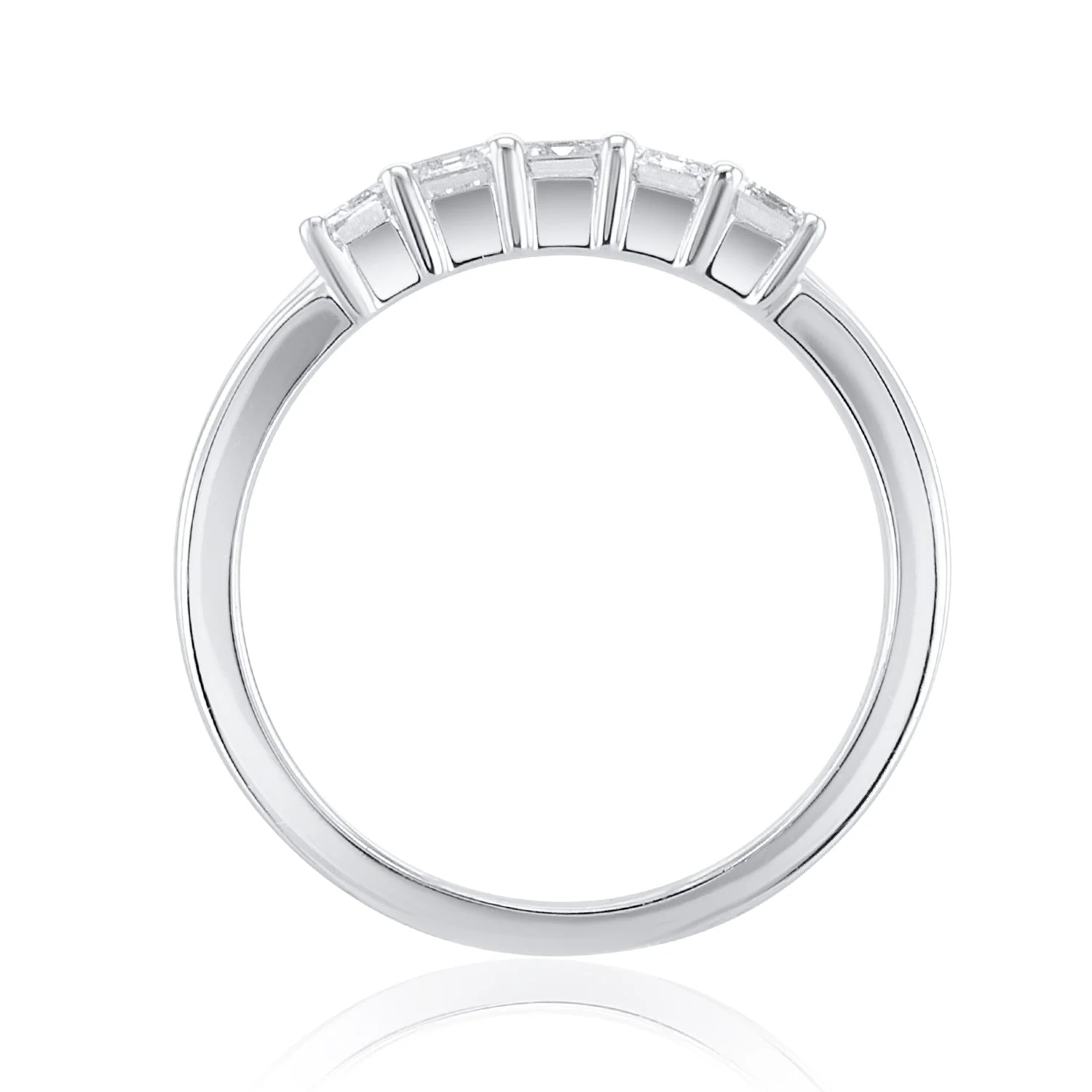 1.08 Carat 5 Stone Emerald Cut Lab Grown Diamond Band in 14K White Gold - Image 3