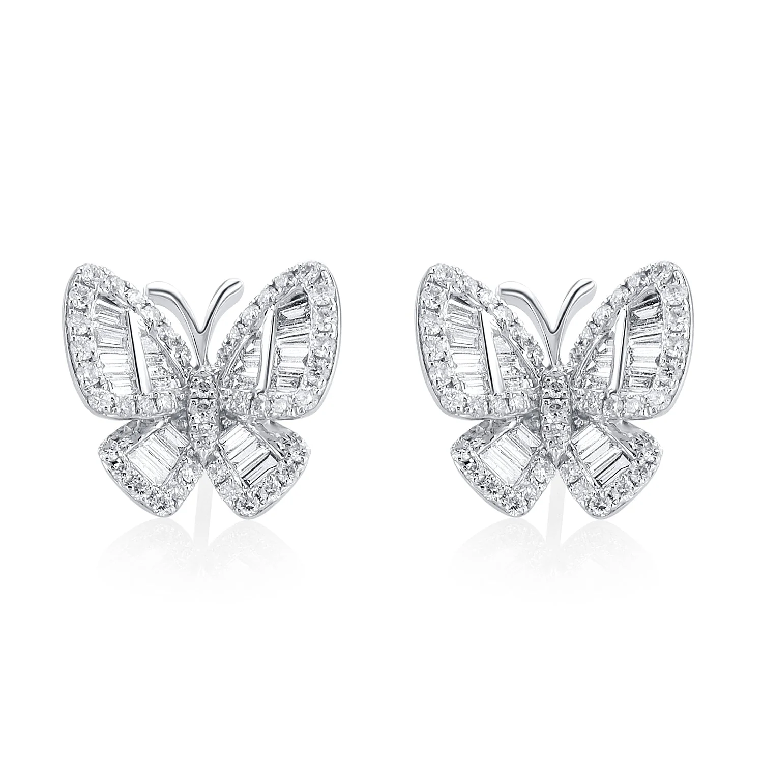 1.18 Carats Natural Diamond Butterfly Earrings