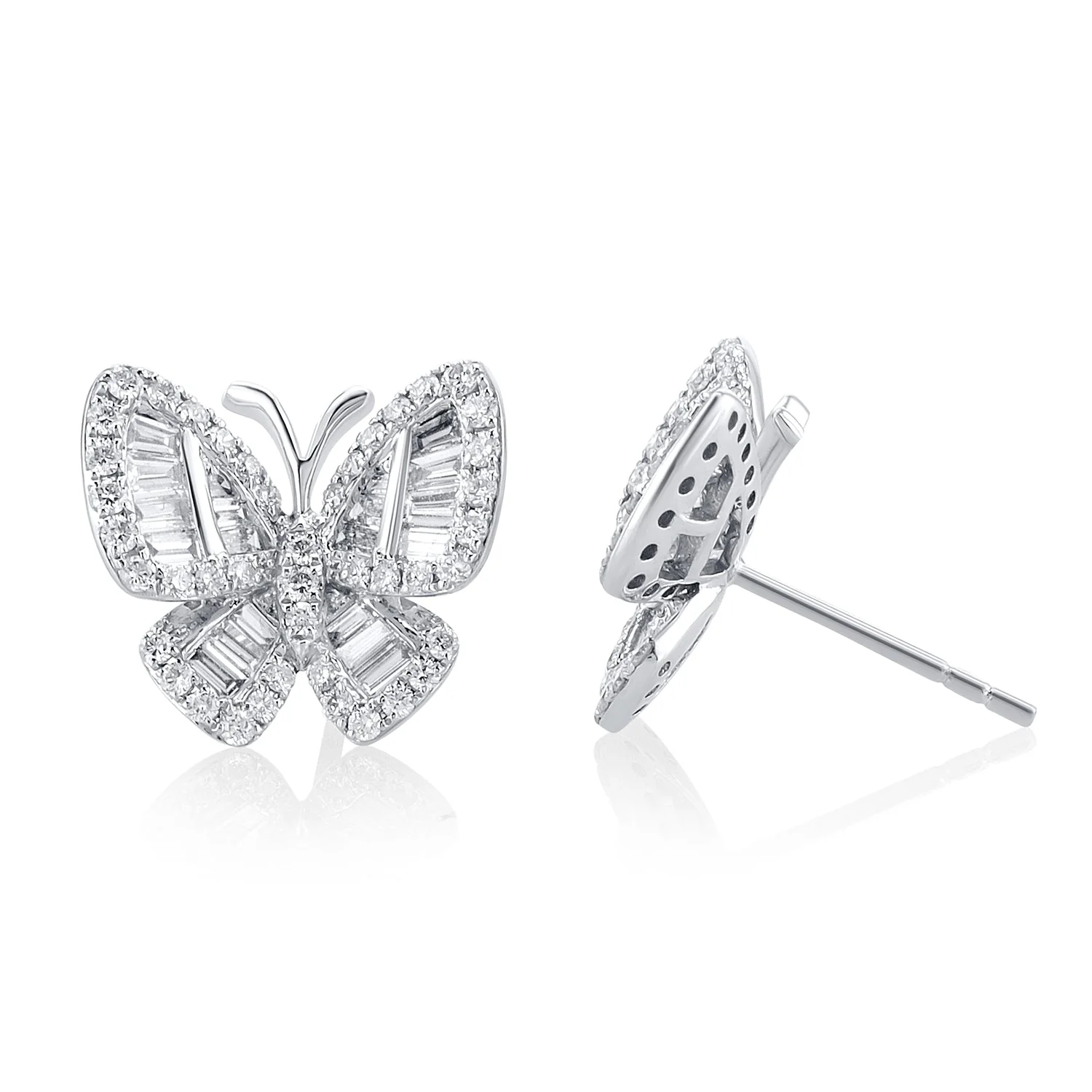1.18 Carats Natural Diamond Butterfly Earrings - Image 2
