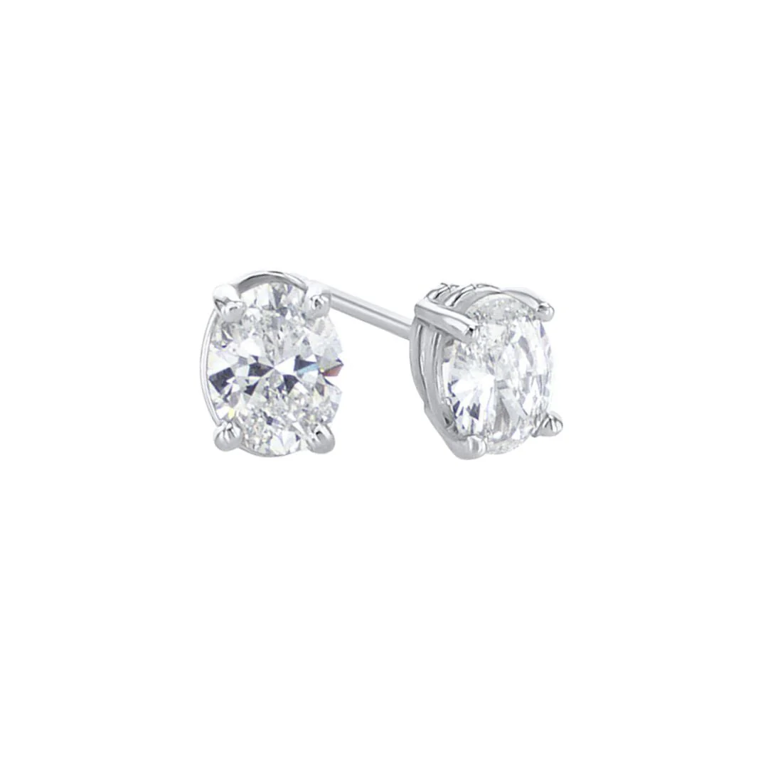 1.18 Carats Oval Shape Natural Diamond Stud Earrings