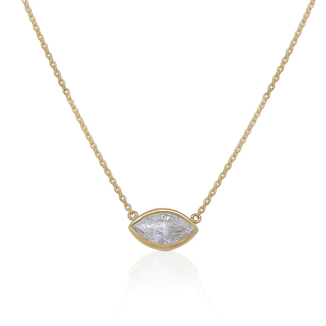 1.22 Carts Marquise Natural Diamond Solitaire Bezel Pendant