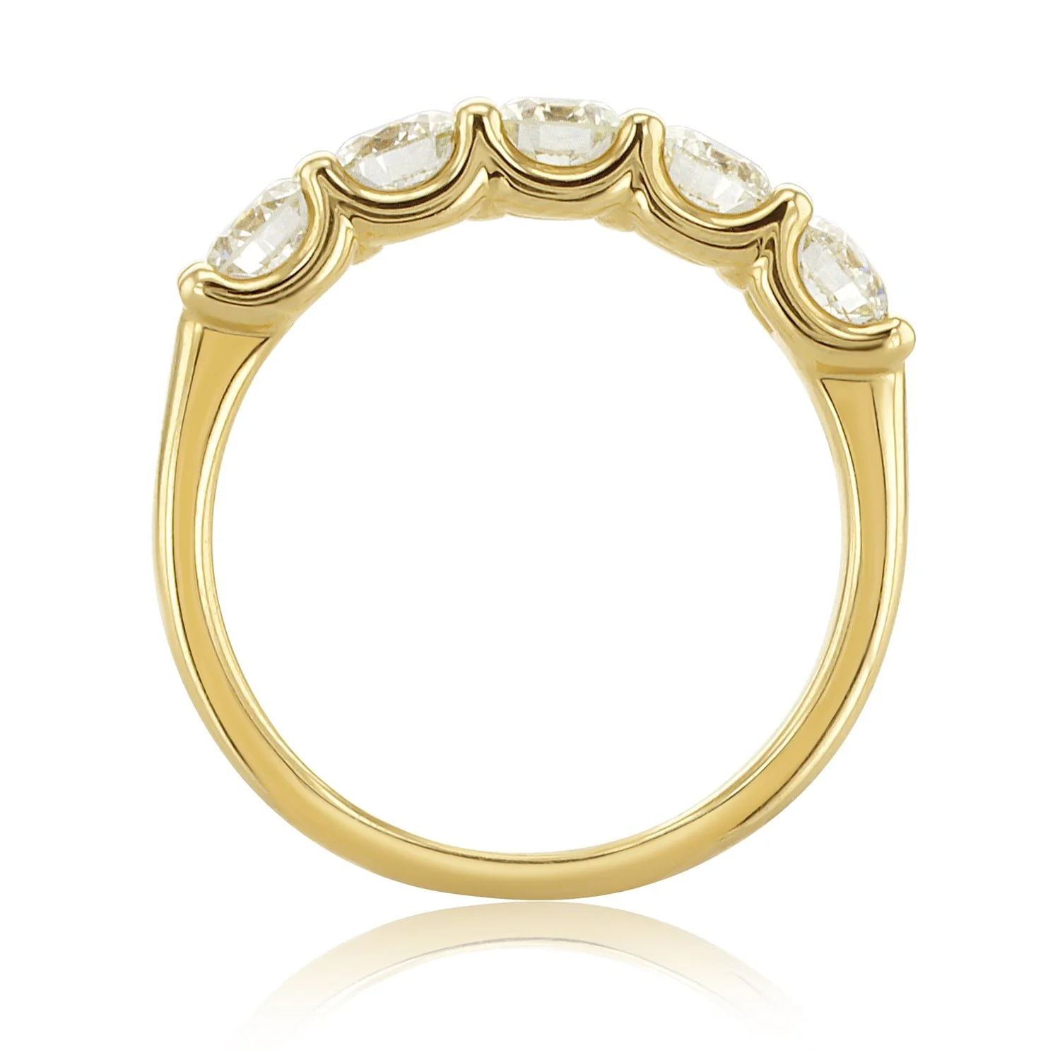 1.25 Carat Natural Diamond Band 5 Stone Ring in 14K Yellow Gold - Image 2