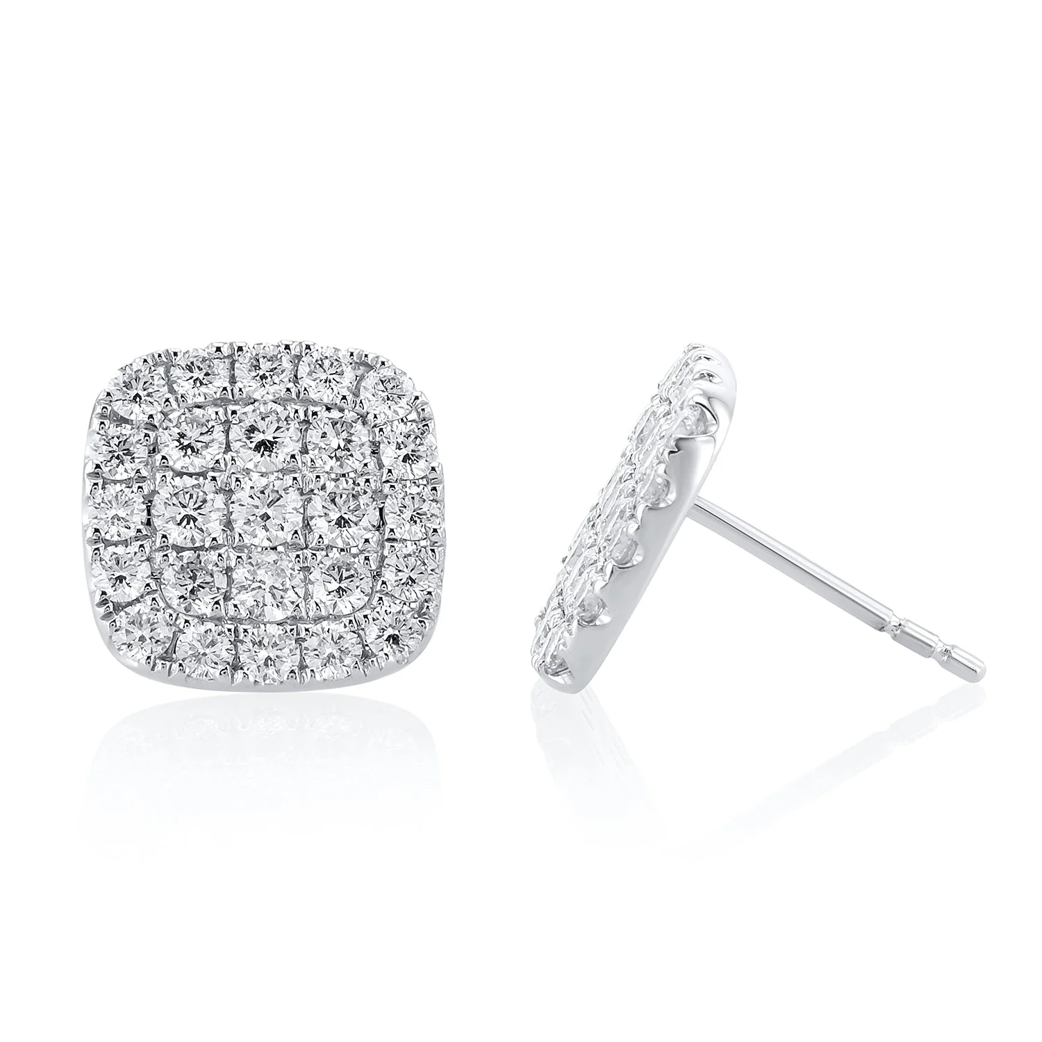 1.32 Carats Natural Diamond Cluster Earrings - Image 2