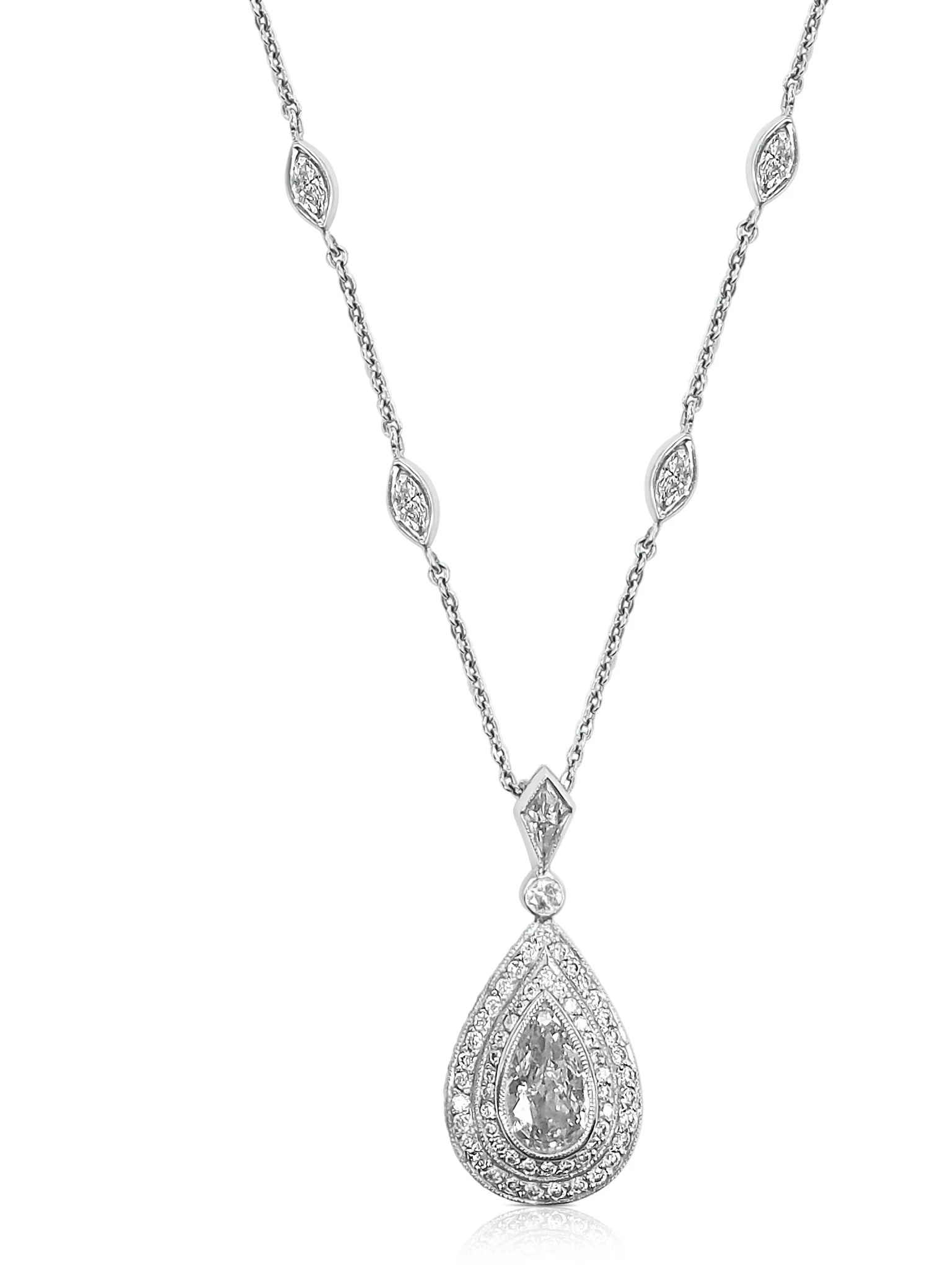 3.16 Carats Pear Lab Grown Diamond and Natural Diamond Halo Pendant