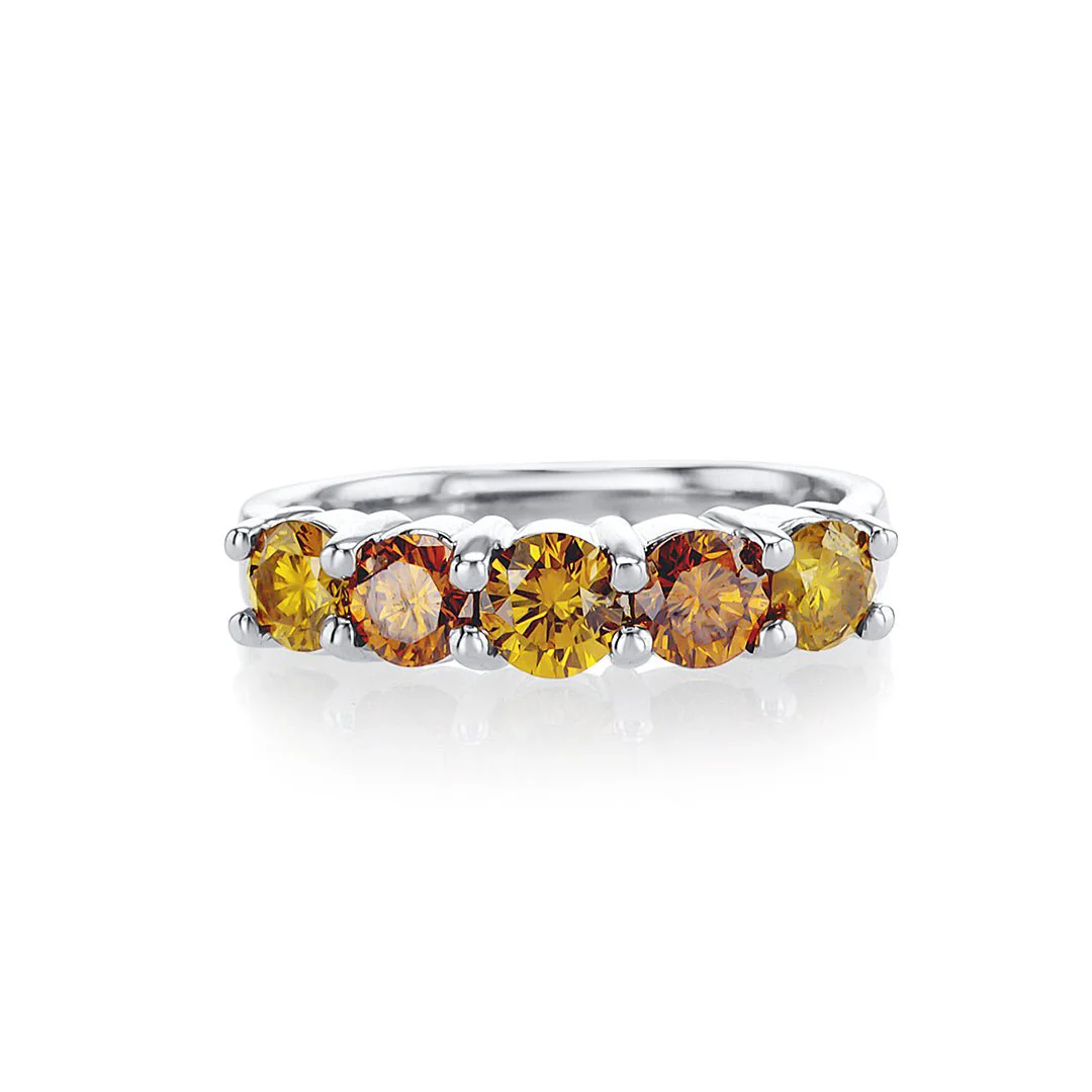 1.37 Carats Fancy Autumn Color Natural Diamond Band