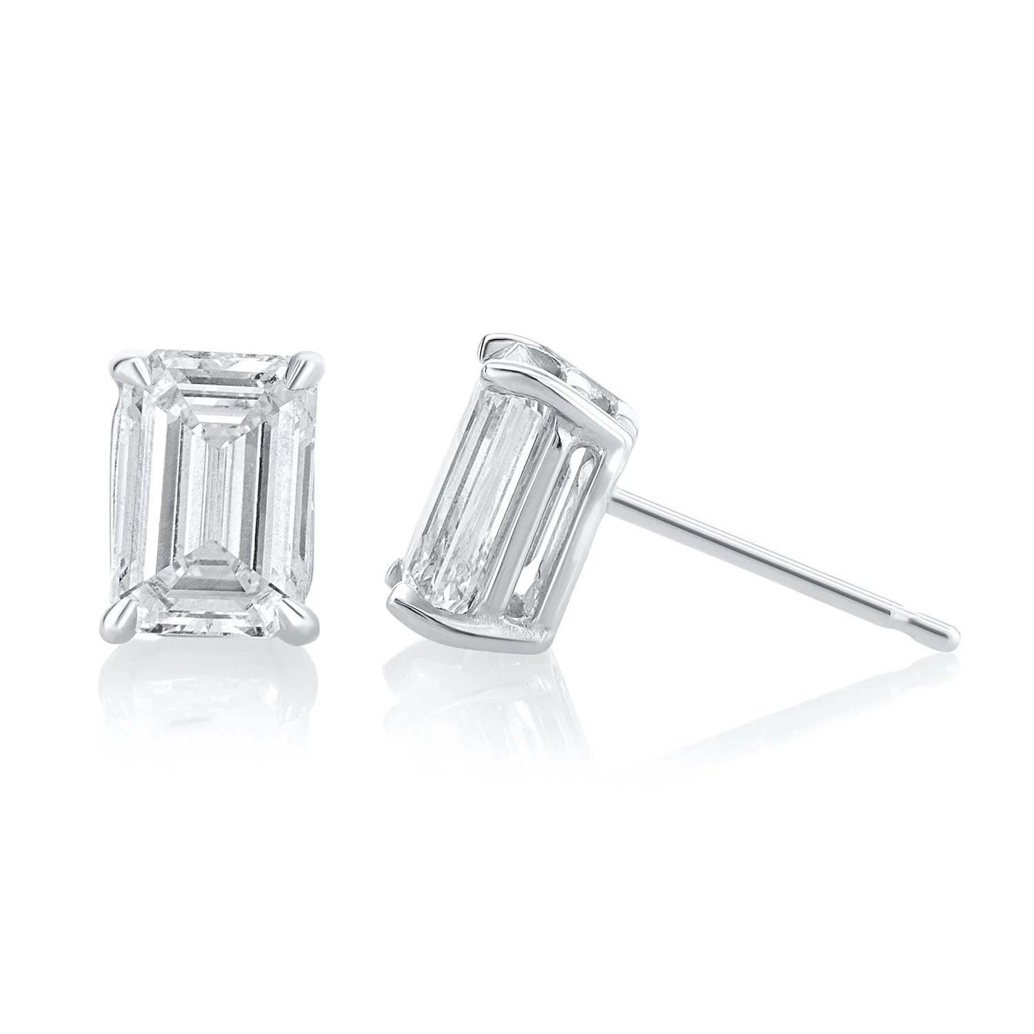 1.43 Carat Emerald Lab Grown Diamond Stud Earrings - Image 3