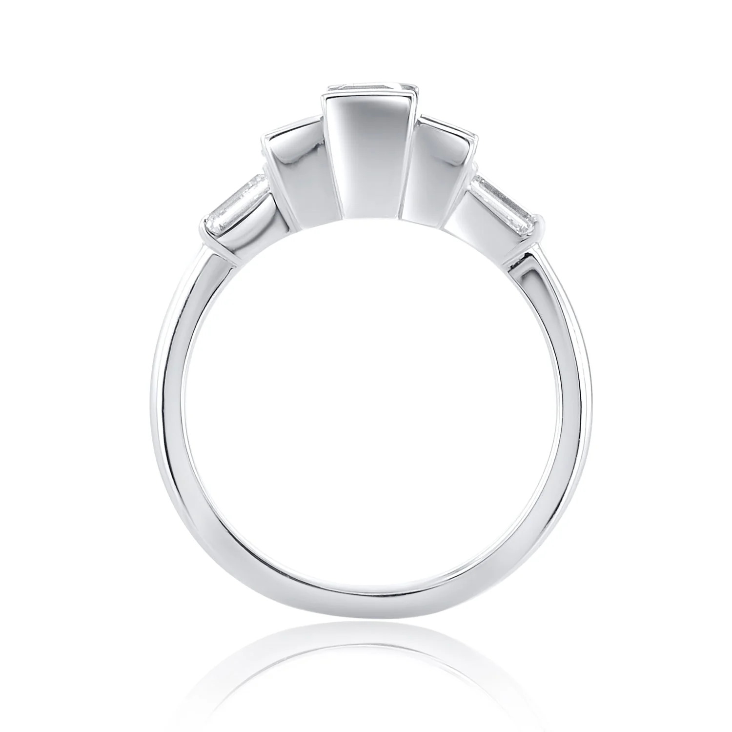 1.46 Carat Natural Emerald & Diamond 5 Stone Ring in Platinum - Image 3