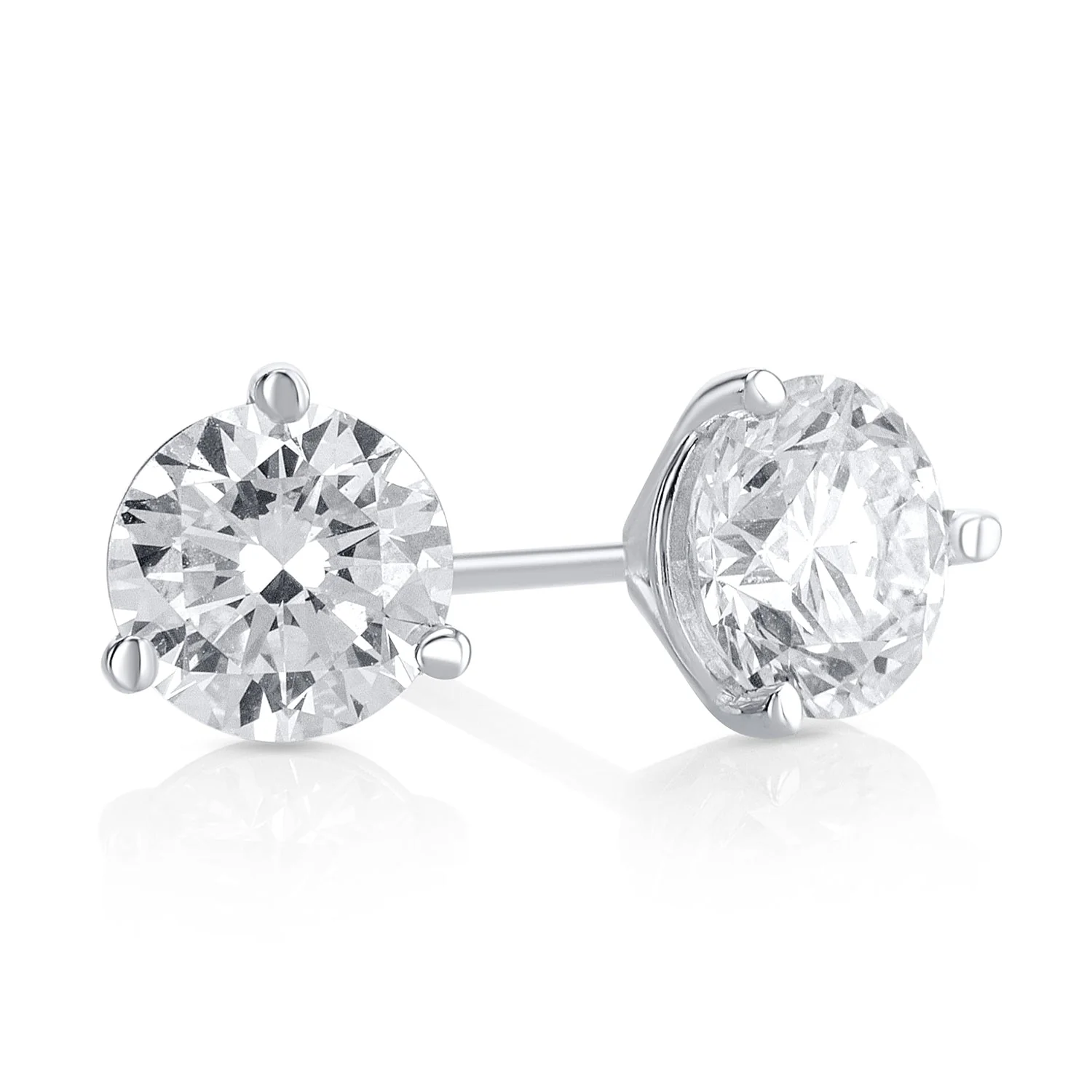 1.50 Carats Round Lab Grown Diamond Stud Earrings