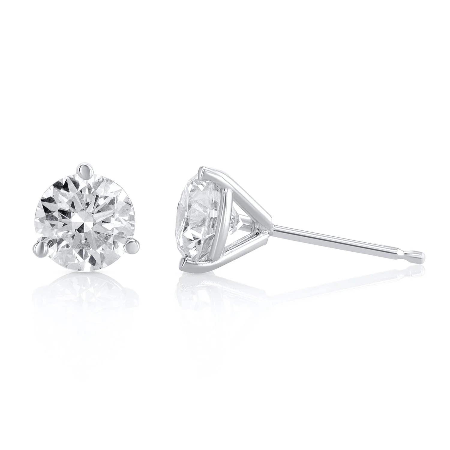 1.50 Carats Round Lab Grown Diamond Stud Earrings - Image 3