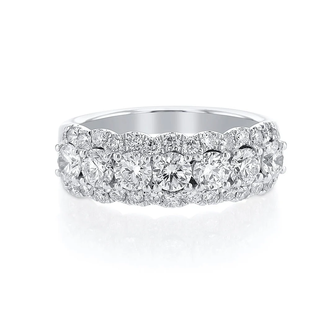 1.50 Carats Natural Diamond Halo Five Stone Band