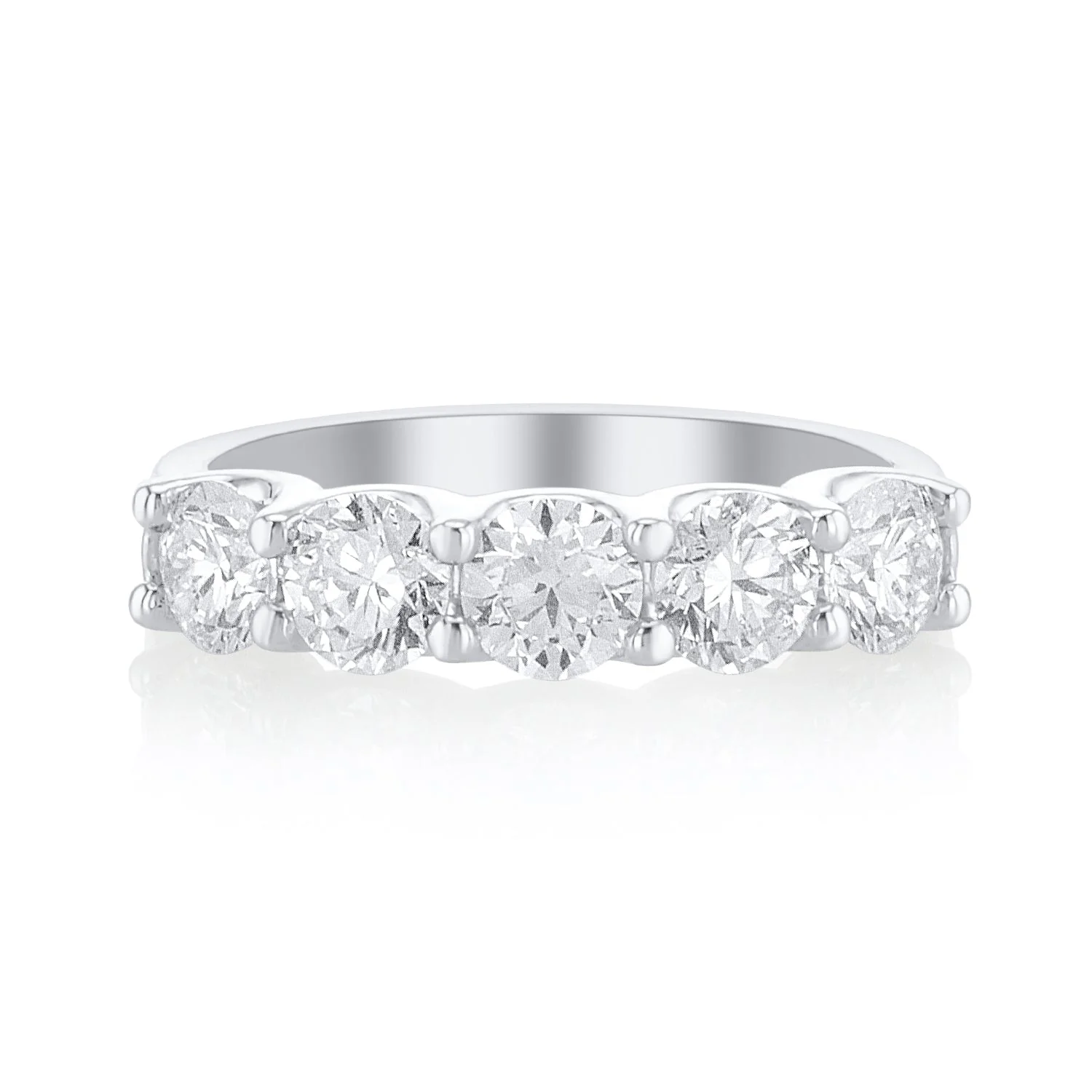 1.55 Carat Natural Diamond 5 Stone Band In 14K White Gold