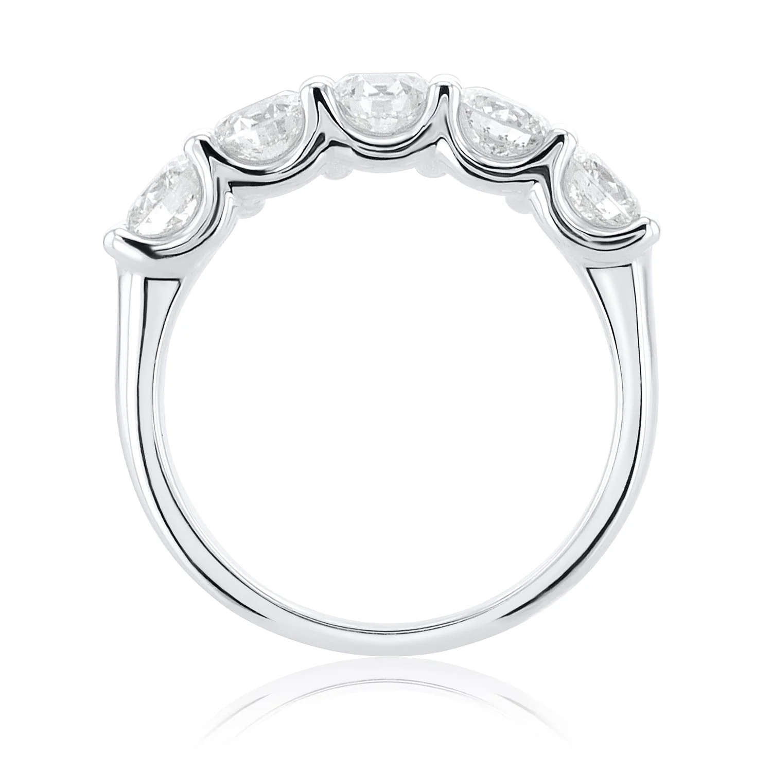 1.55 Carat Natural Diamond 5 Stone Band In 14K White Gold - Image 2