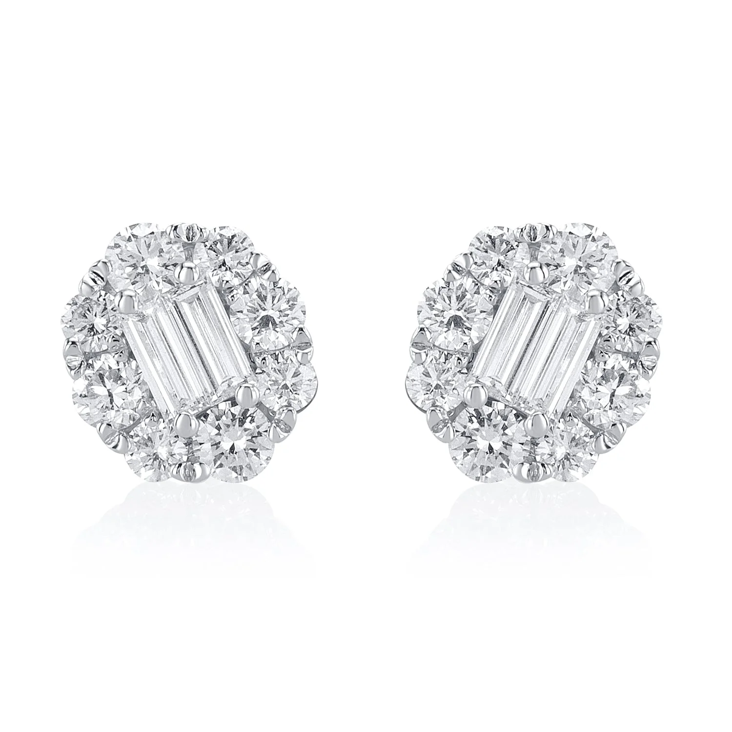 1.56 Carats Natural Diamond Cluster Earrings