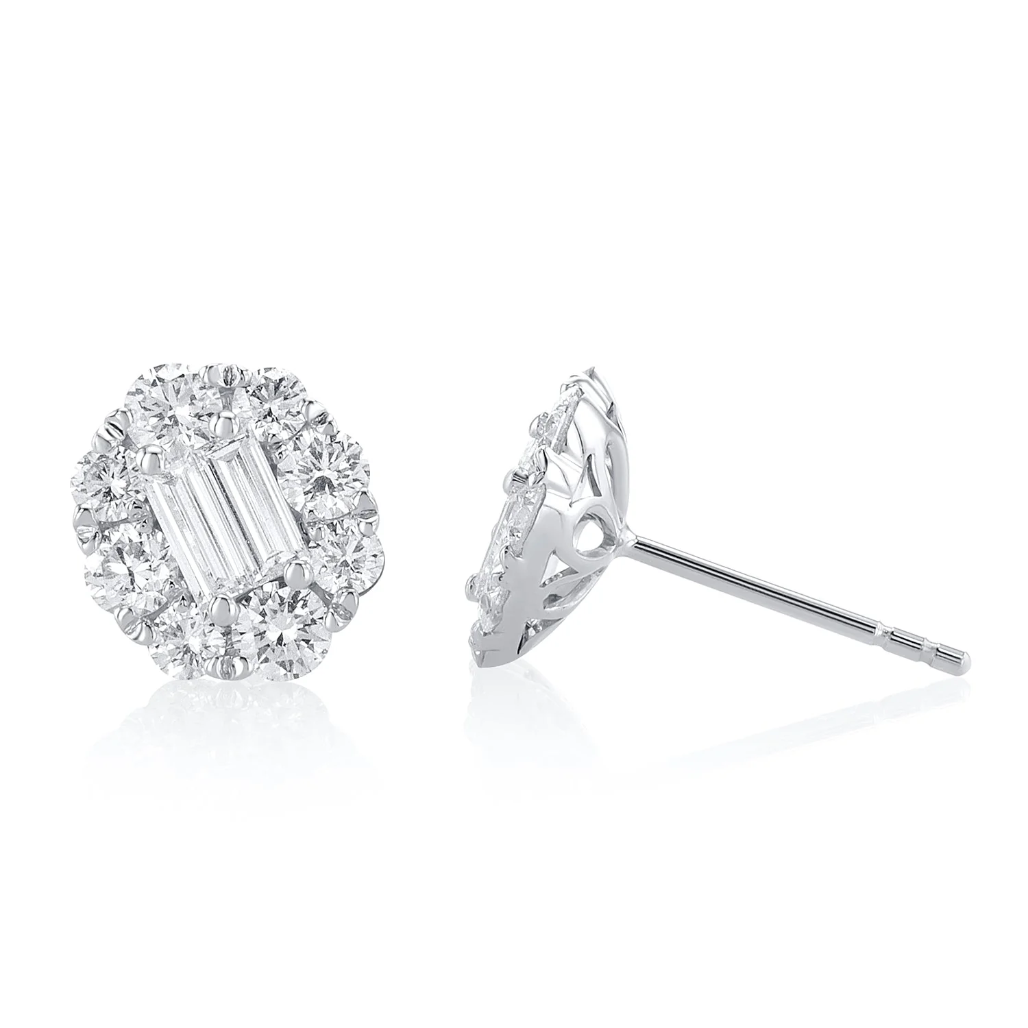 1.56 Carats Natural Diamond Cluster Earrings - Image 2