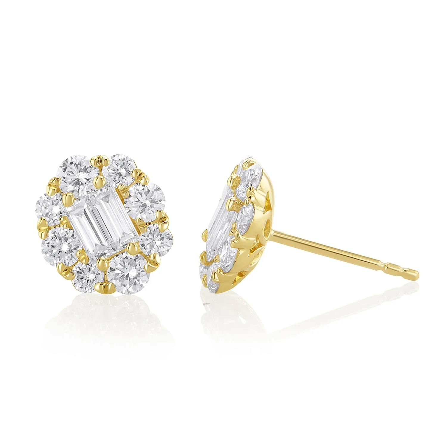 1.71 Carat Natural Diamond Cluster Earrings in 18K Yellow Gold - Image 2
