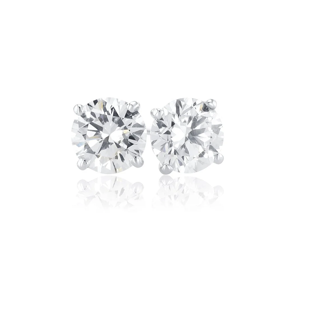 1.50 Carats Round Lab Grown Diamond Stud Earrings