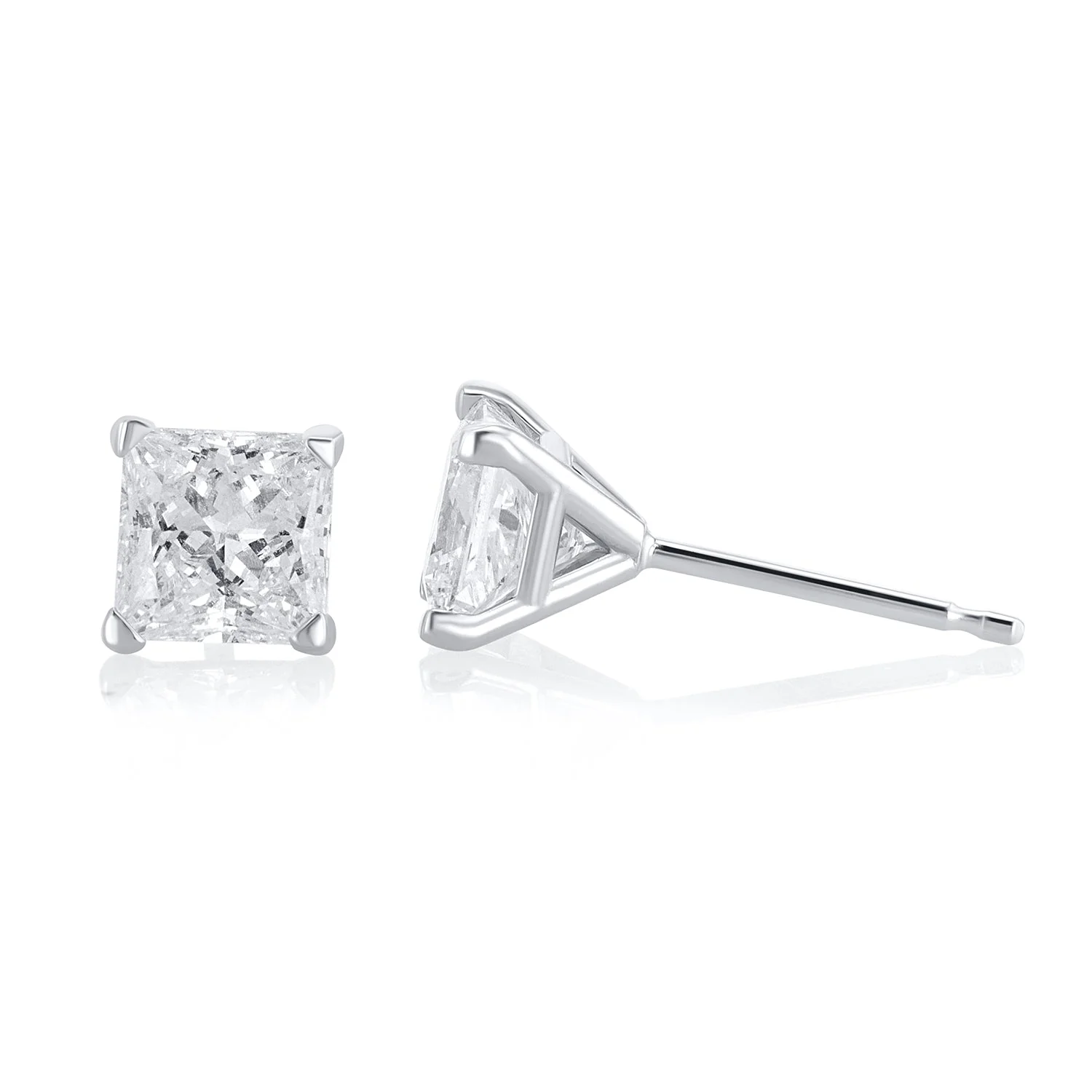 1.64 Carat Princess Lab Grown Diamond Stud Earrings - Image 3