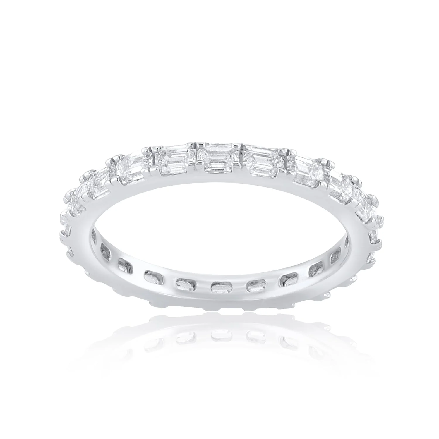 1.68 Carat Emerald Cut Lab Grown Eternity Band in Platinum - Image 3