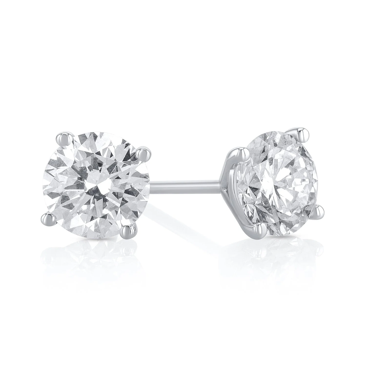 1.50 Carats Round Lab Grown Diamond Stud Earrings