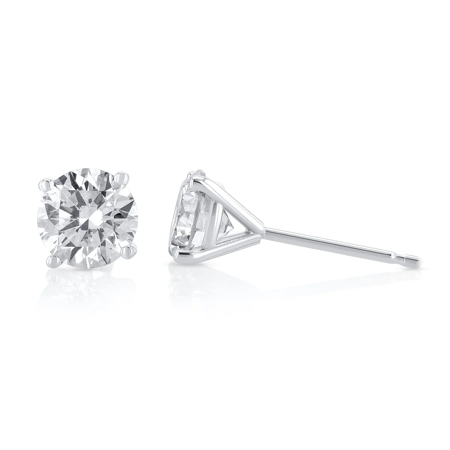 1.50 Carats Round Lab Grown Diamond Stud Earrings - Image 2