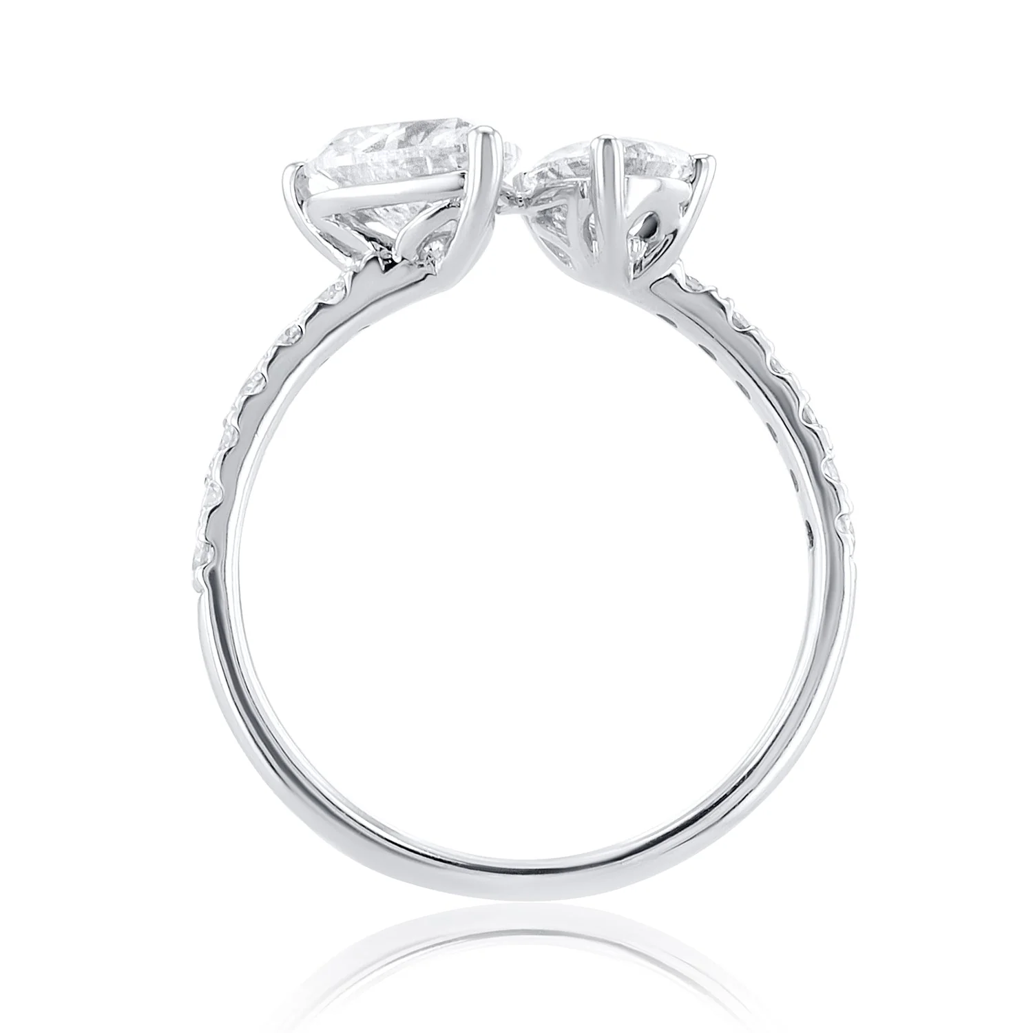 1.75 Carats Heart & Pear Toi et Moi Lab Grown Diamond Ring - Image 3