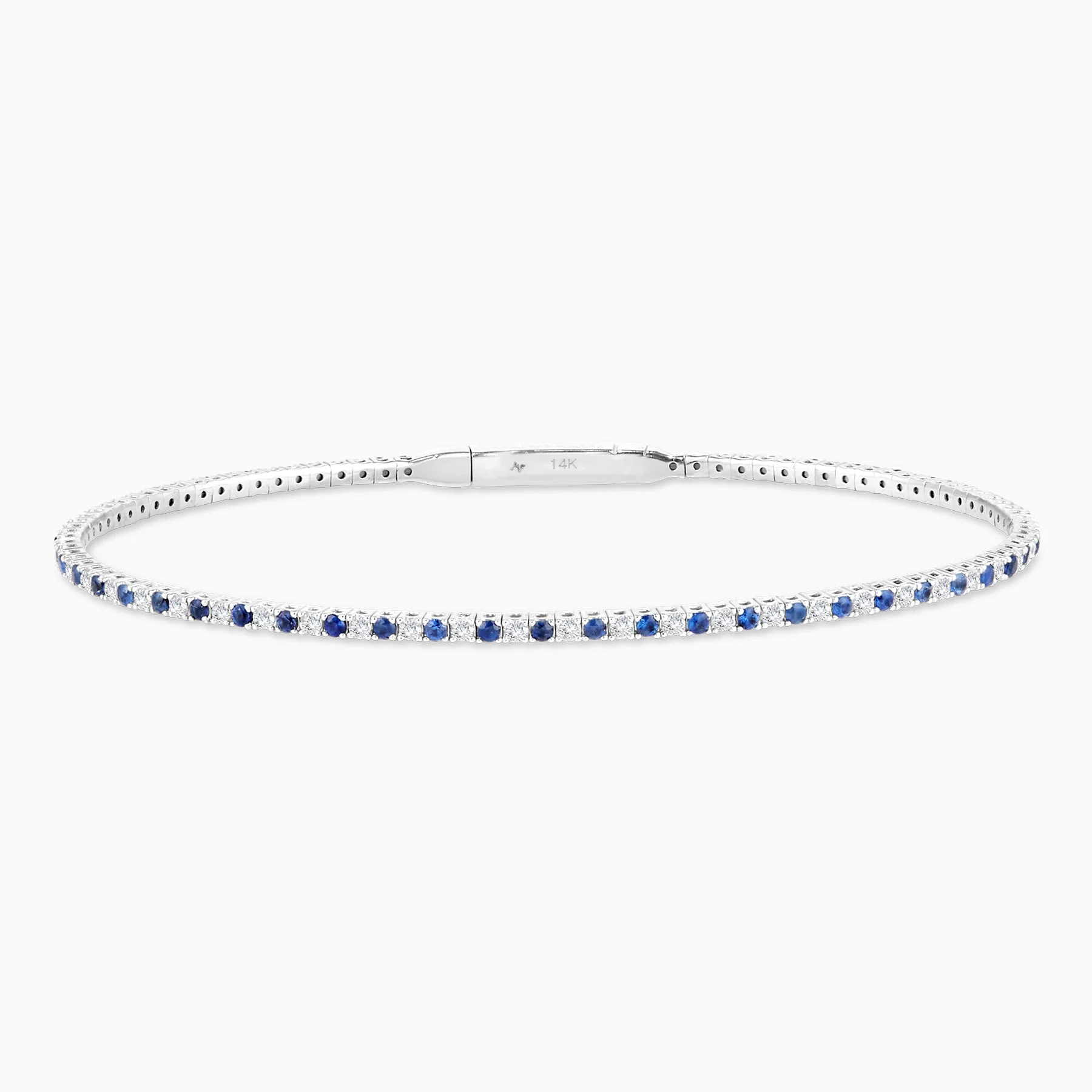 1.75 Carats Natural Diamond and Blue Sapphire Flex Bangle
