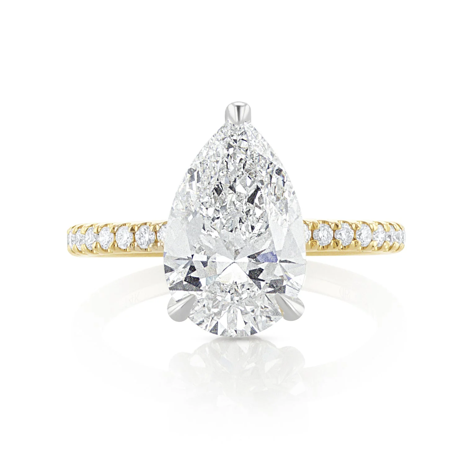 3.05 Carats Pear Lab Grown And Natural Diamond Ring