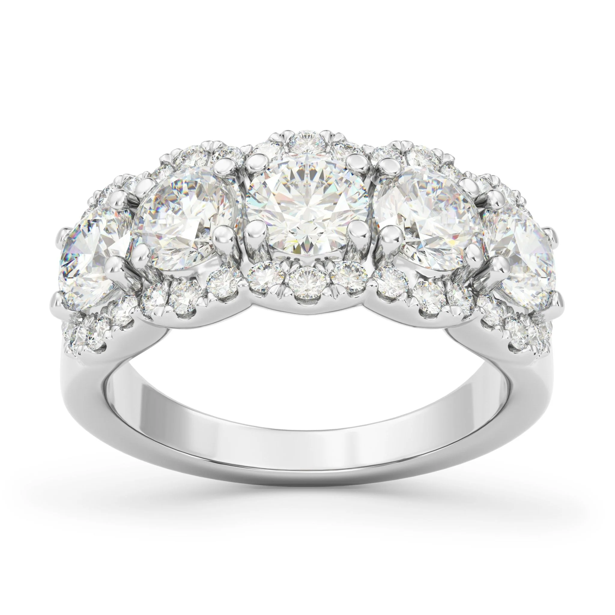 1.87 Carats Natural Diamond Halo Five Stone Band - Image 3