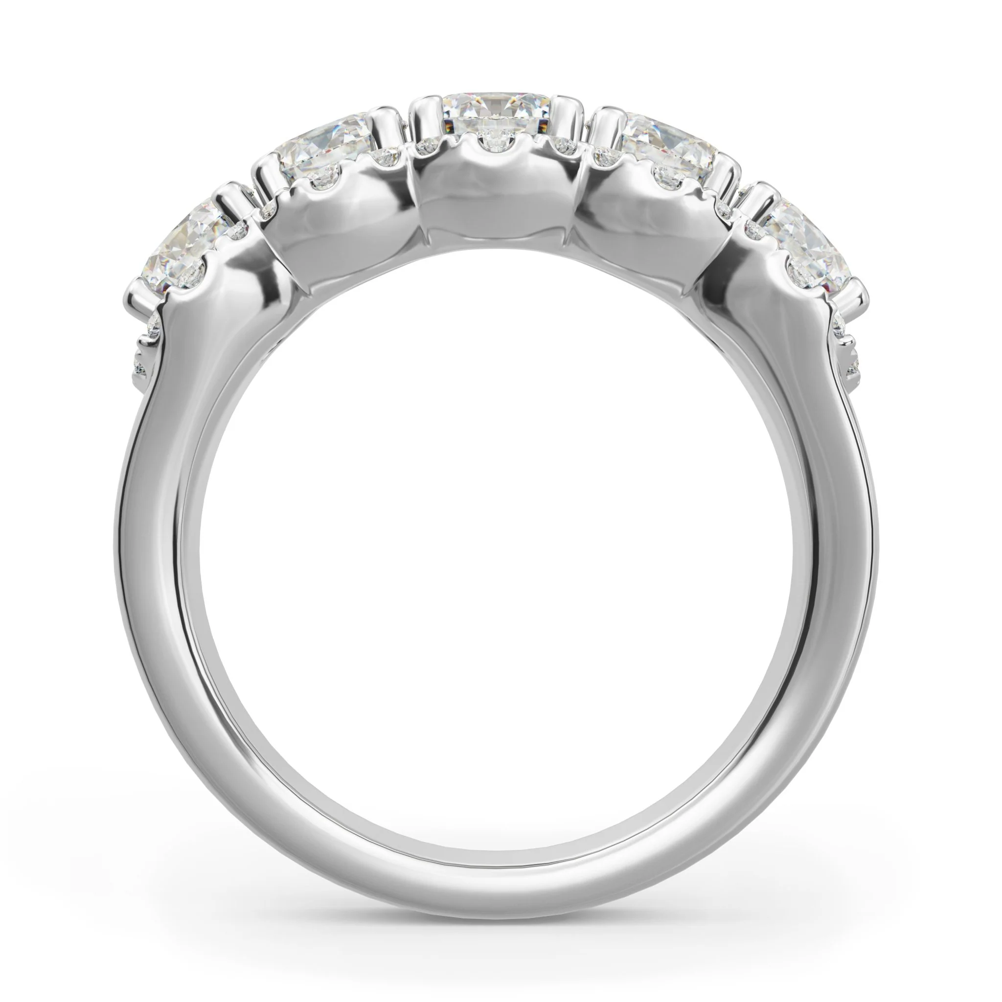 1.87 Carats Natural Diamond Halo Five Stone Band - Image 4