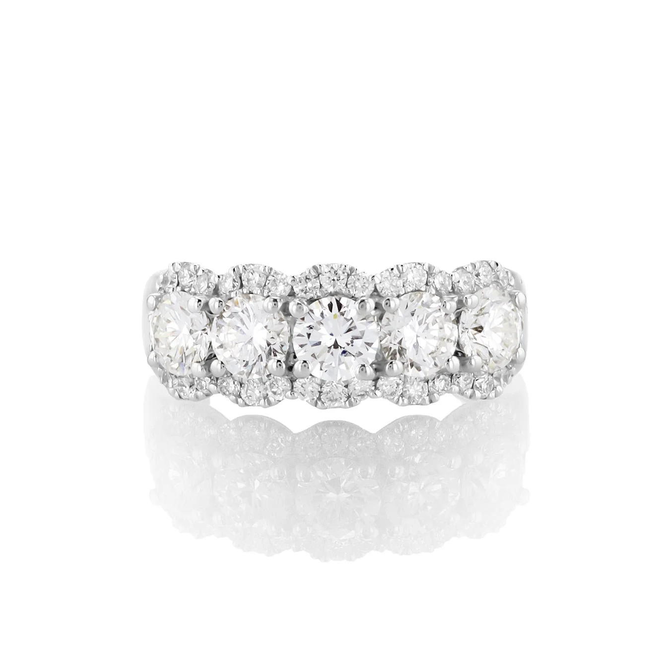 1.87 Carats Natural Diamond Halo Five Stone Band - Image 5