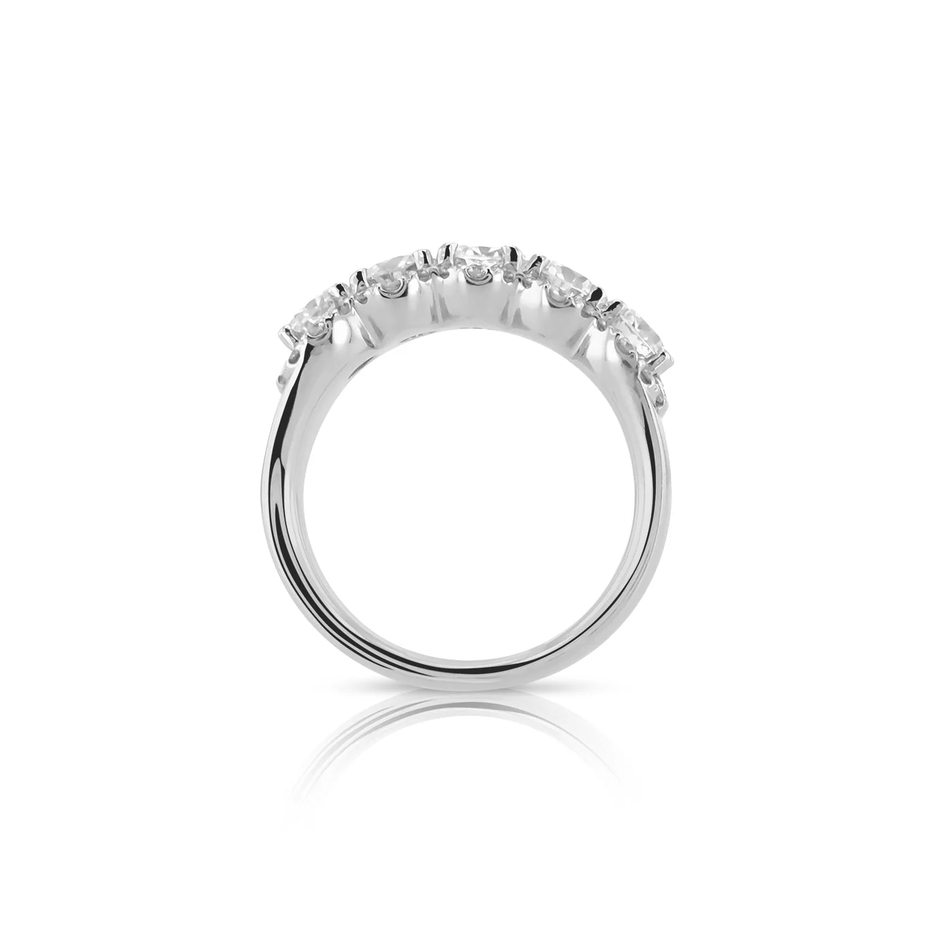 1.87 Carats Natural Diamond Halo Five Stone Band - Image 6