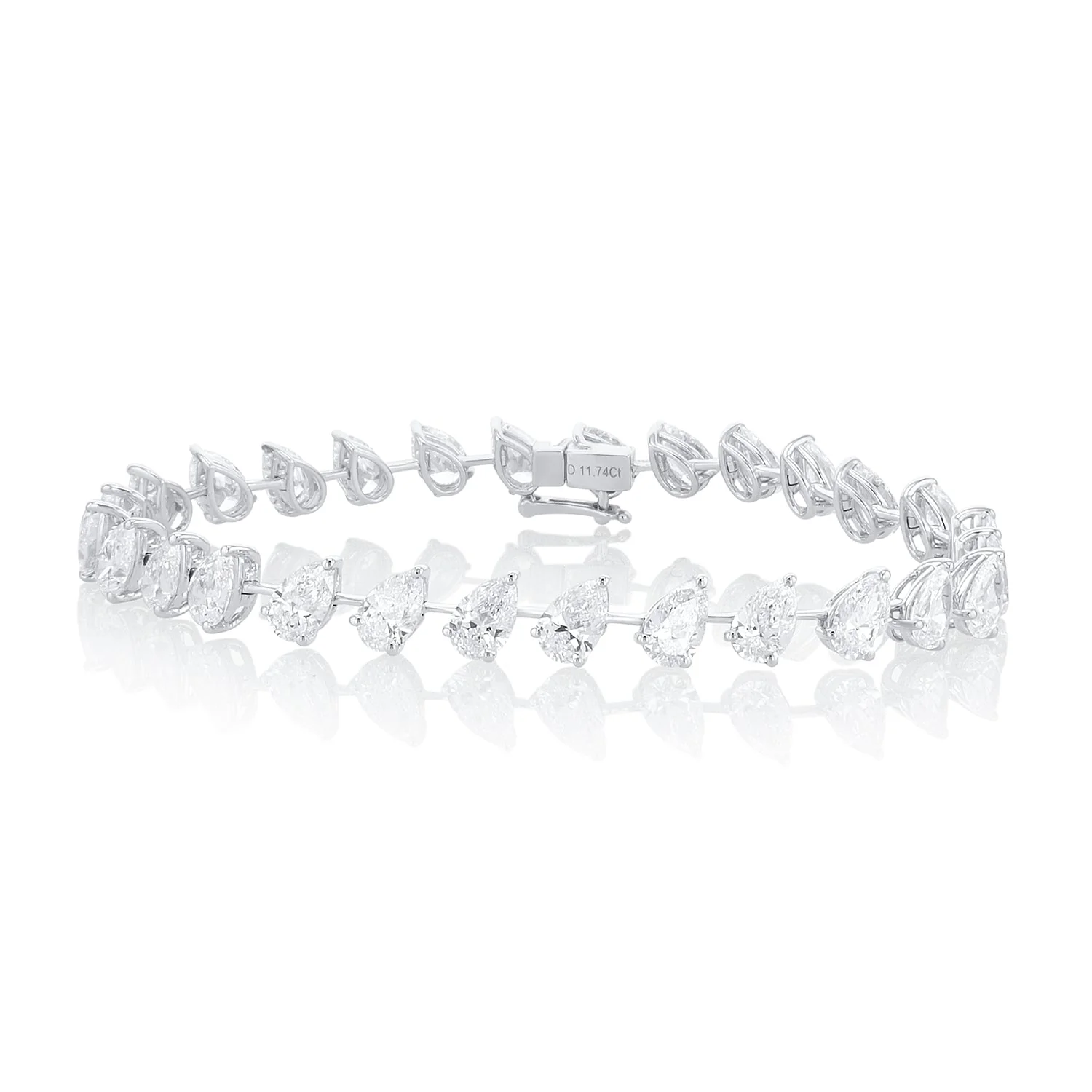 11.20 Carat Pear Natural Diamond Bracelet