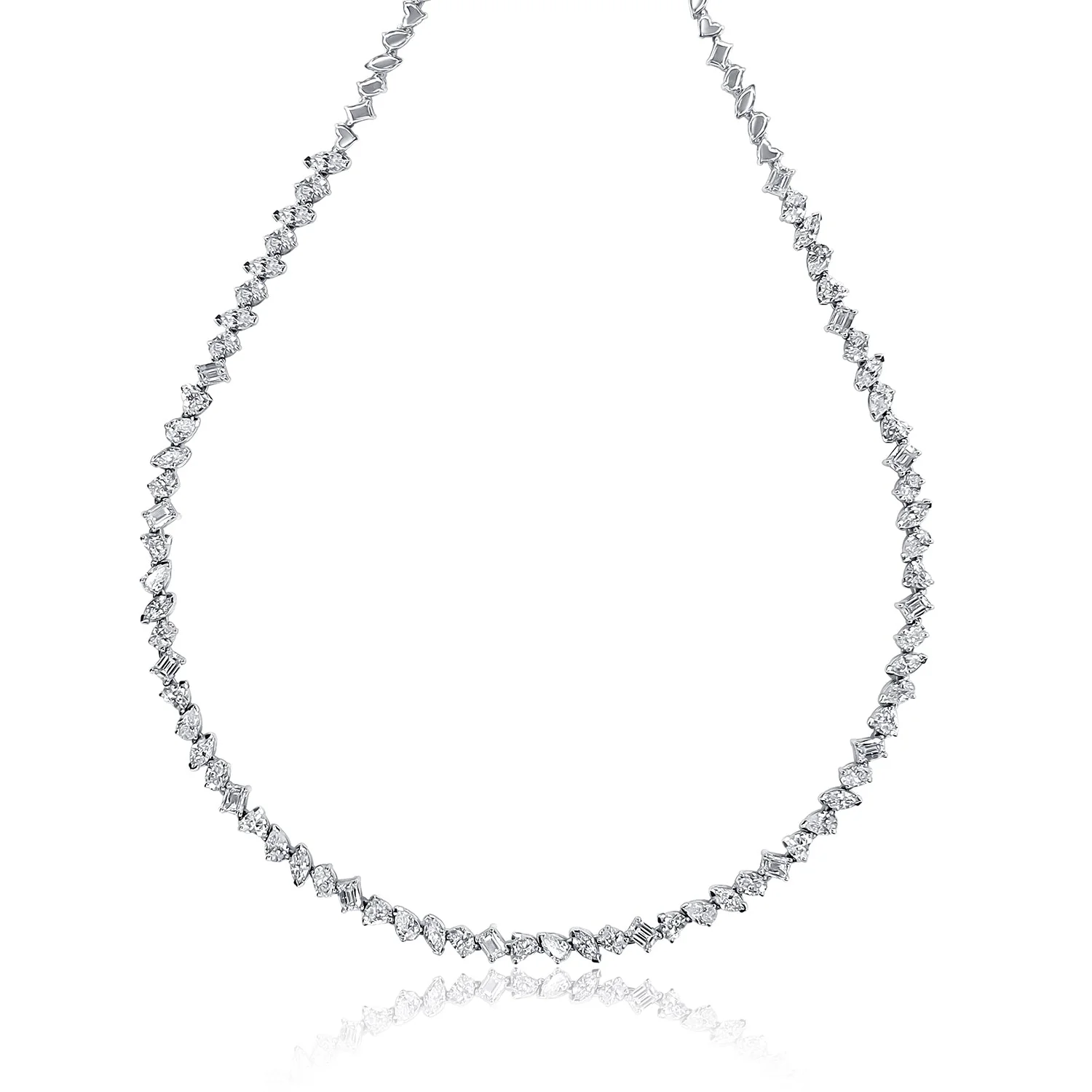 11.86 Carats Multi Shape Natural Diamond Tennis Necklace - Image 2