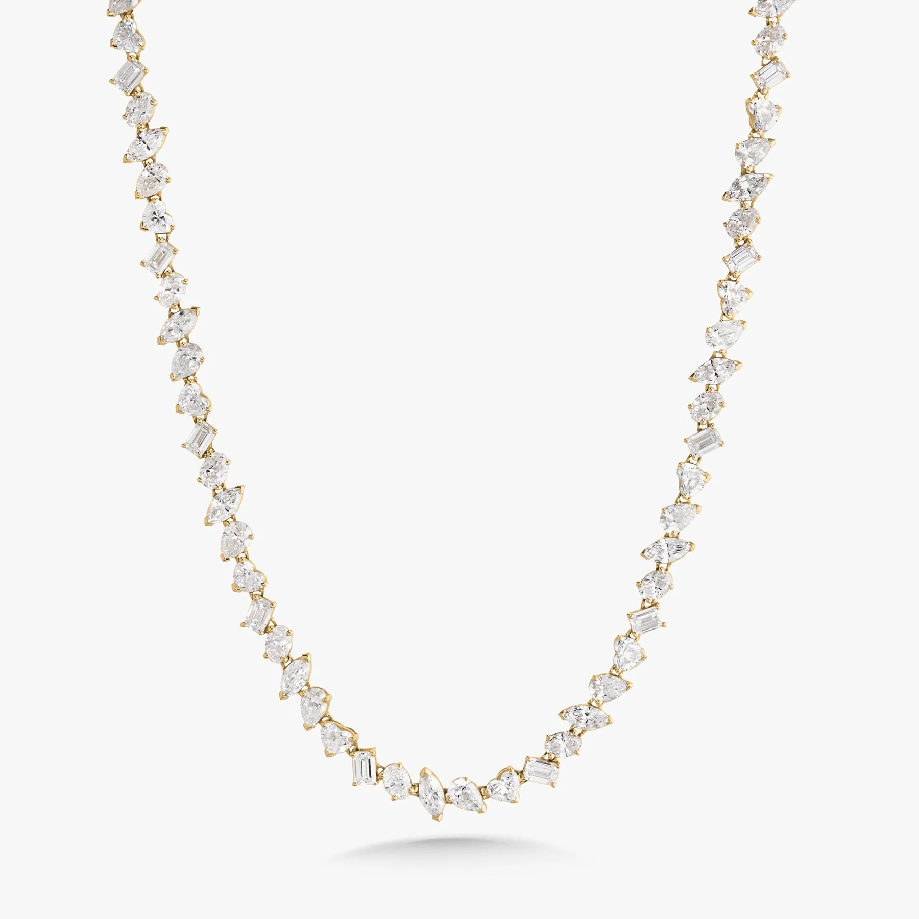 13.84 Carats Multi Shaped Lab Grown Diamond Tennis Necklace