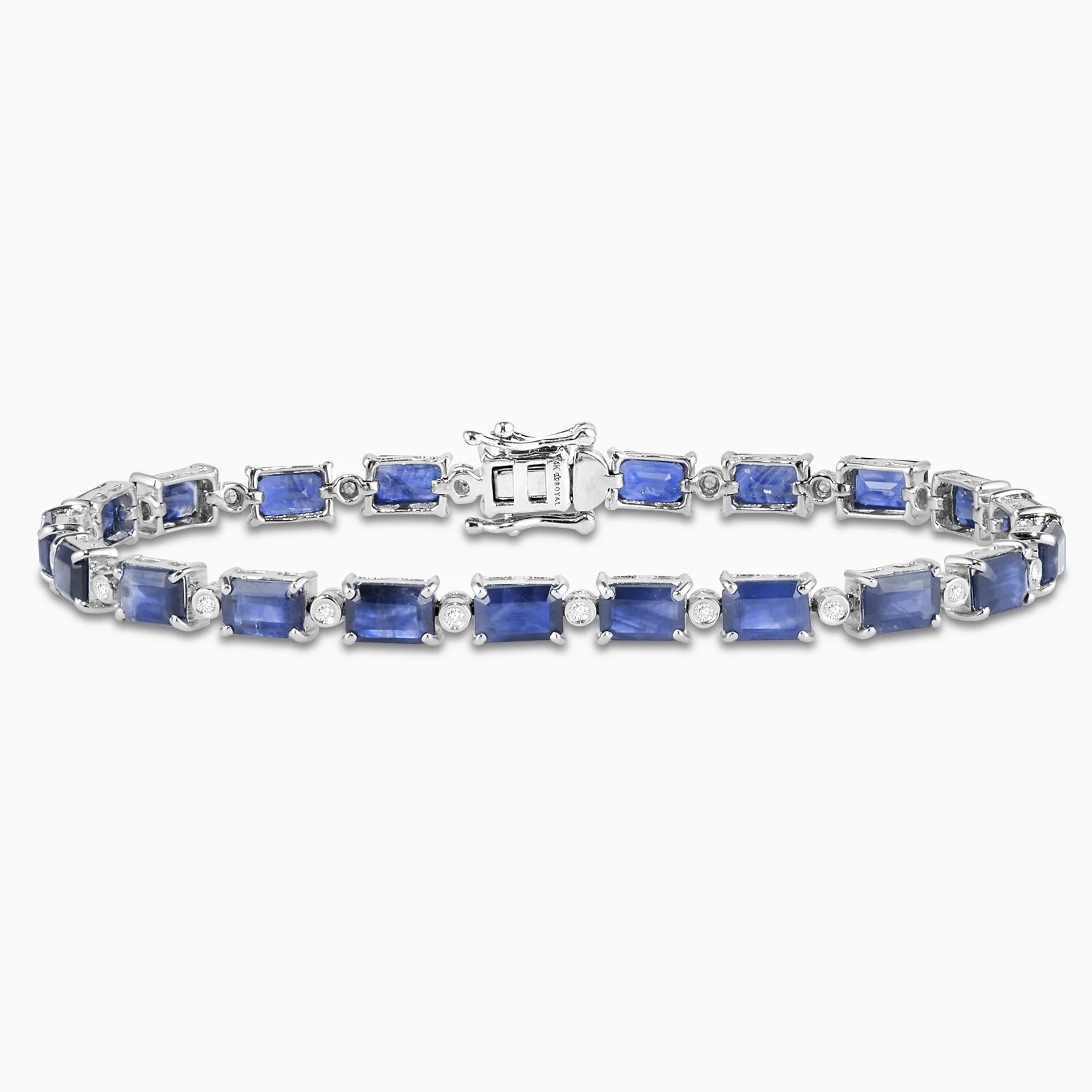 14.65 Carats Natural Diamond and Blue Sapphire Bracelet